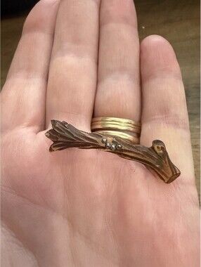Antique French Art Nouveau Carved Horn Branch Brooch Pin Made in France c.1900